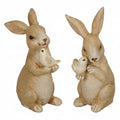 Pair of Bunny with Bird Ornaments 10.5 cm