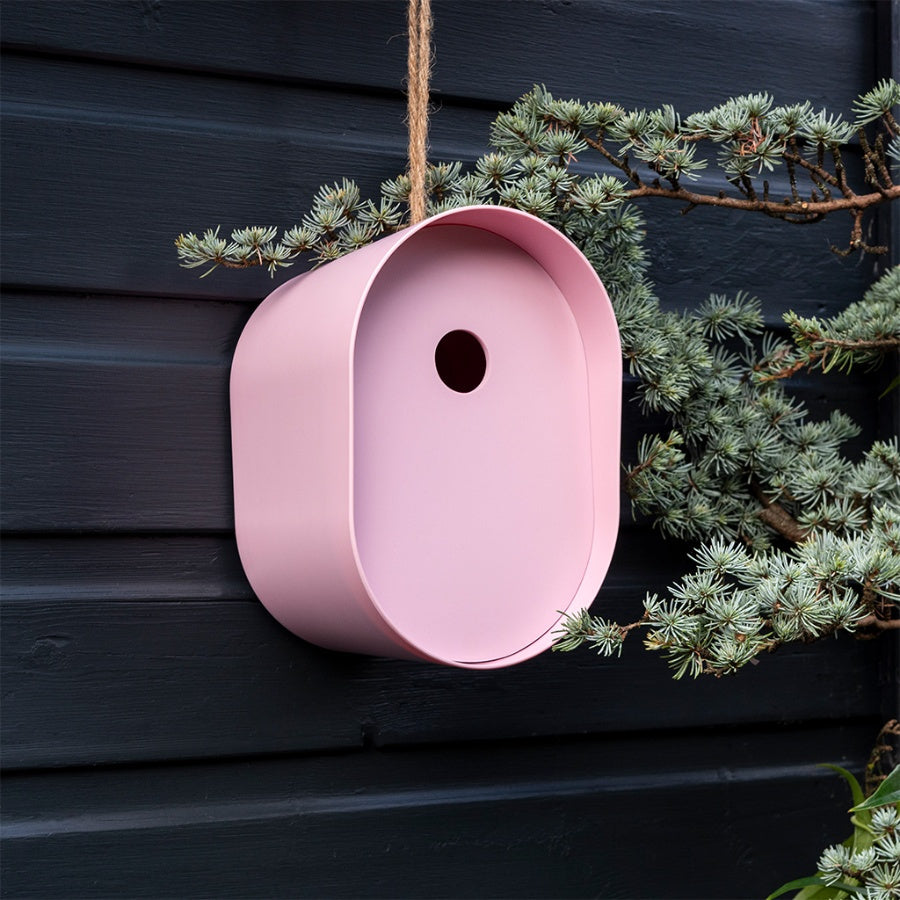21cm Oval bamboo fibre Bird House - Pink