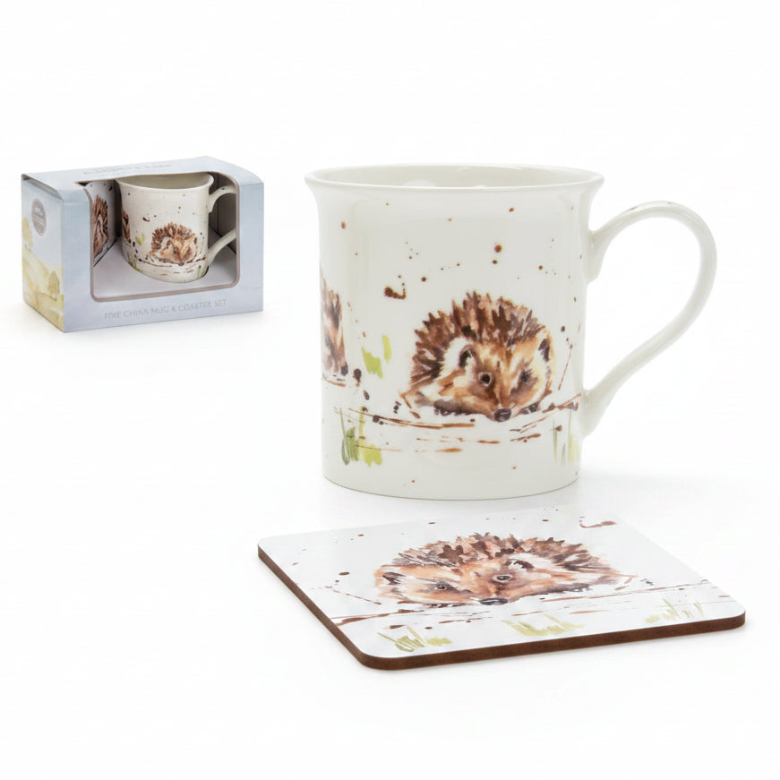 Country Life Hedgehog Mug & Coaster Set