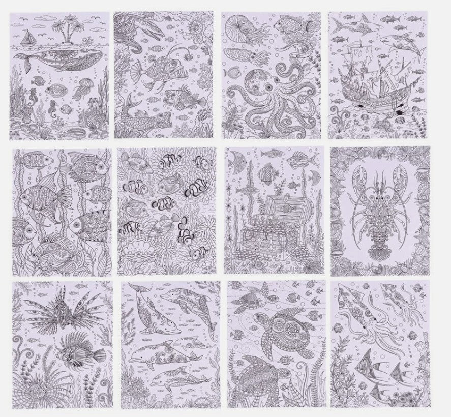 Adult Colouring Book - Sea & Ocean - 24 Pages