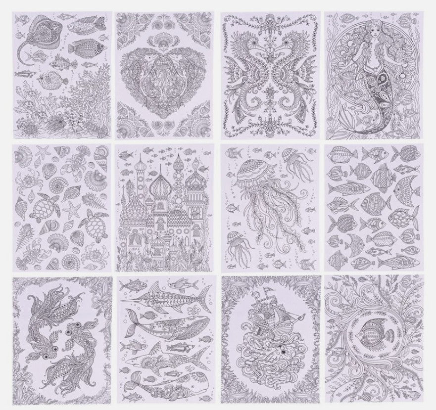 Adult Colouring Book - Sea & Ocean - 24 Pages